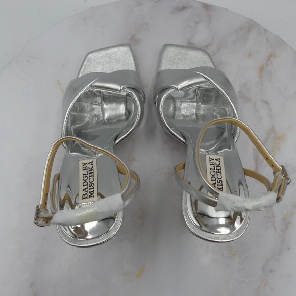 Badgley Mischka Dress Shoes Silver Brinlee II Sillea Heels Sandals - Picture 15 of 15